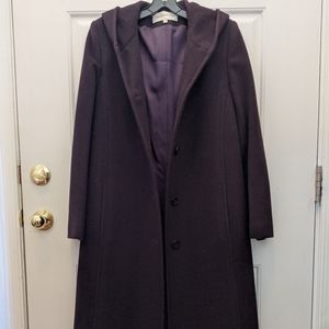 Jones New York Plum Wool Dress Coat w/hood